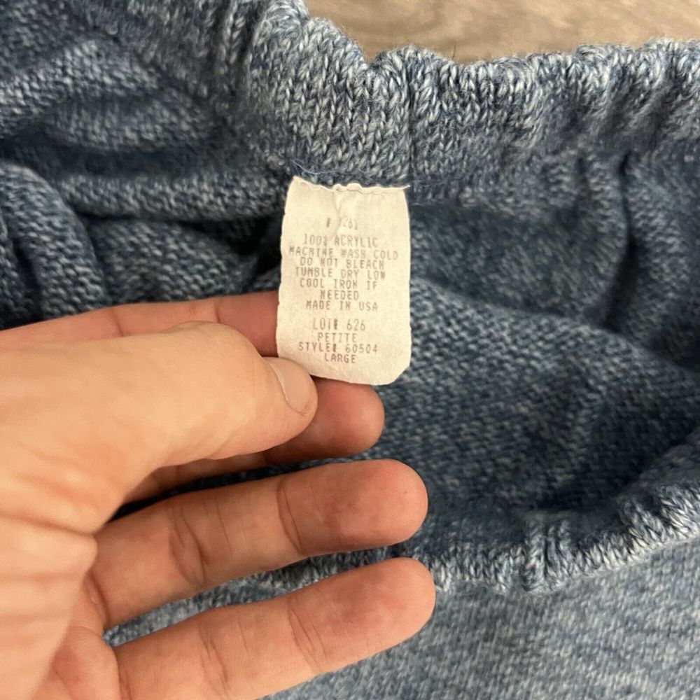 True Vintage 70s Sweater Sweatpants Womens 28x26 Blue 100% Acrylic Soft Cozy - Picture 7 of 7